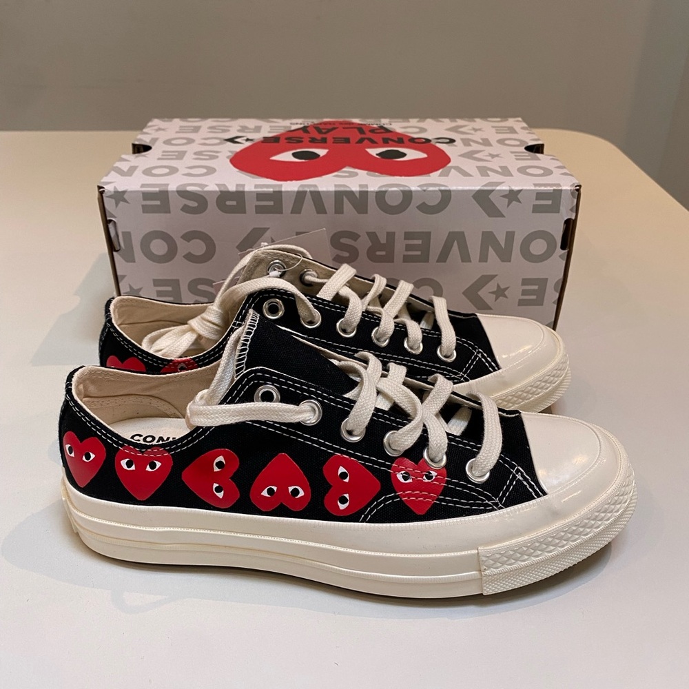 Converse x Comme des Garçons PLAY Chuck 70 Multi Heart Black/Red sz 5.5/7.5 NIB